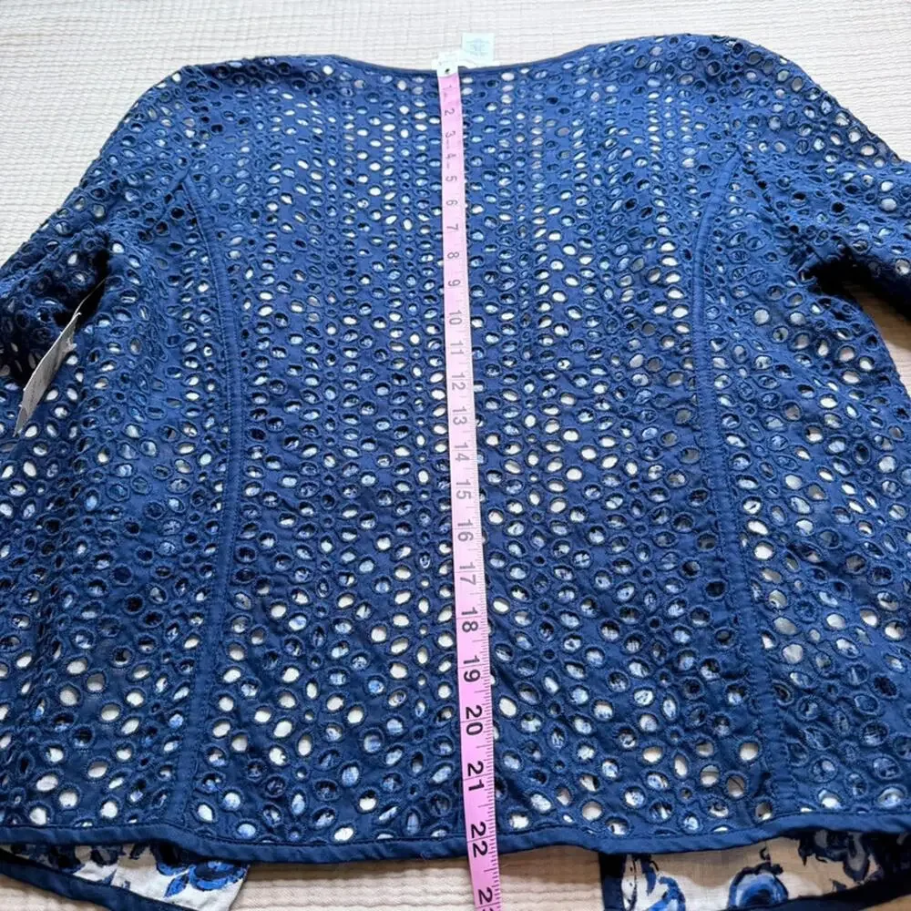 Coldwater Creek Reversible Navy Eyelet Floral Jacket 10 - Picture 14 of 14